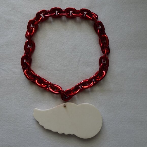 Detroit Red Wings Hockey Red Fan Chain Necklace Foam Logo USA New Bling - Picture 5 of 7